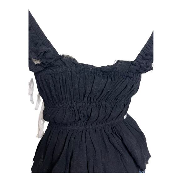 Sky to Moon Flutter Sleeve Smocked Babydoll Top Black Women's Size S Summer Cute - Picture 8 of 11